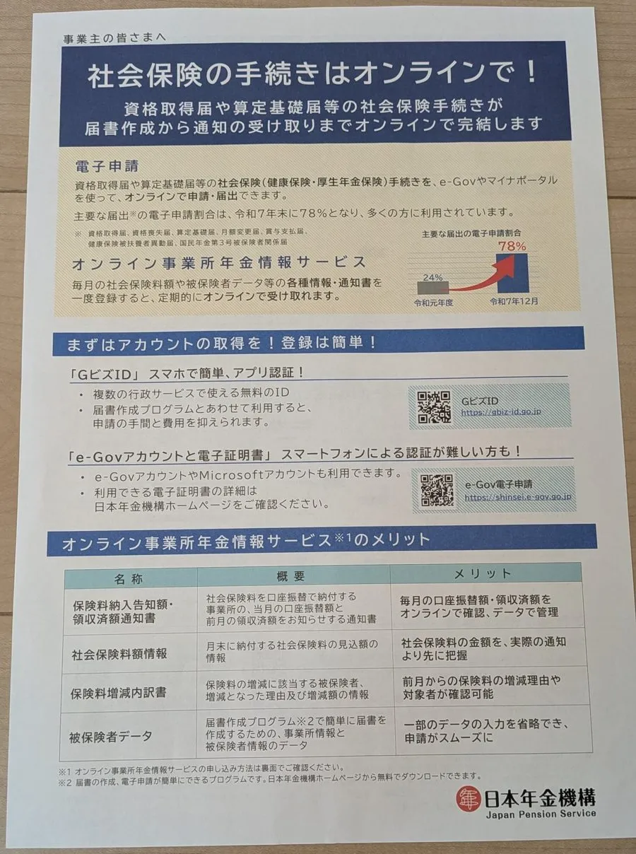 社会保険手続きのオンライン化の案内